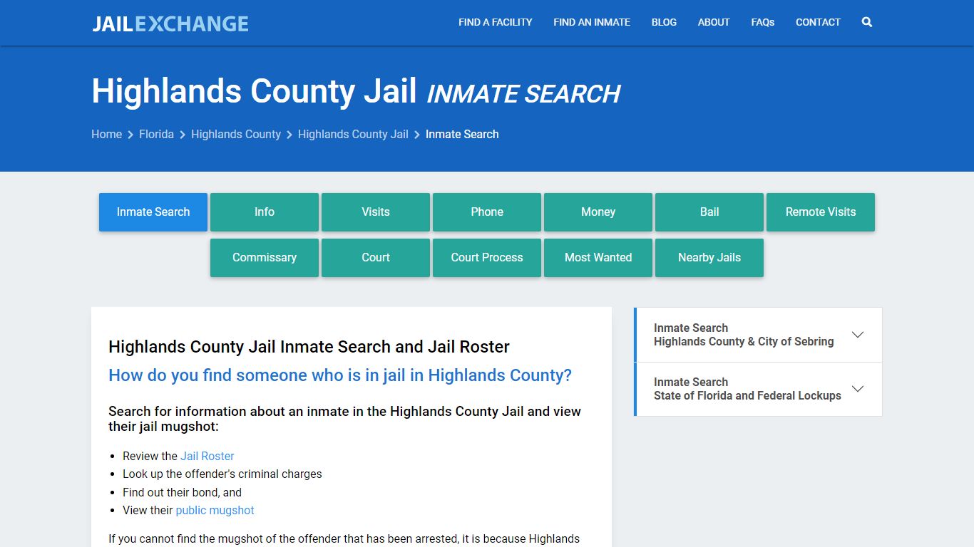 Inmate Search: Roster & Mugshots - Highlands County Jail, FL